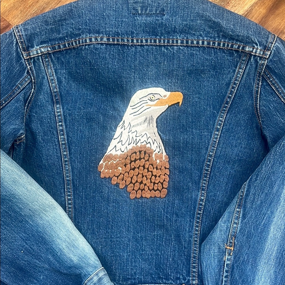 Levi Jean Jacket with Embroidery. Very cool and patriotic. One of a kind.